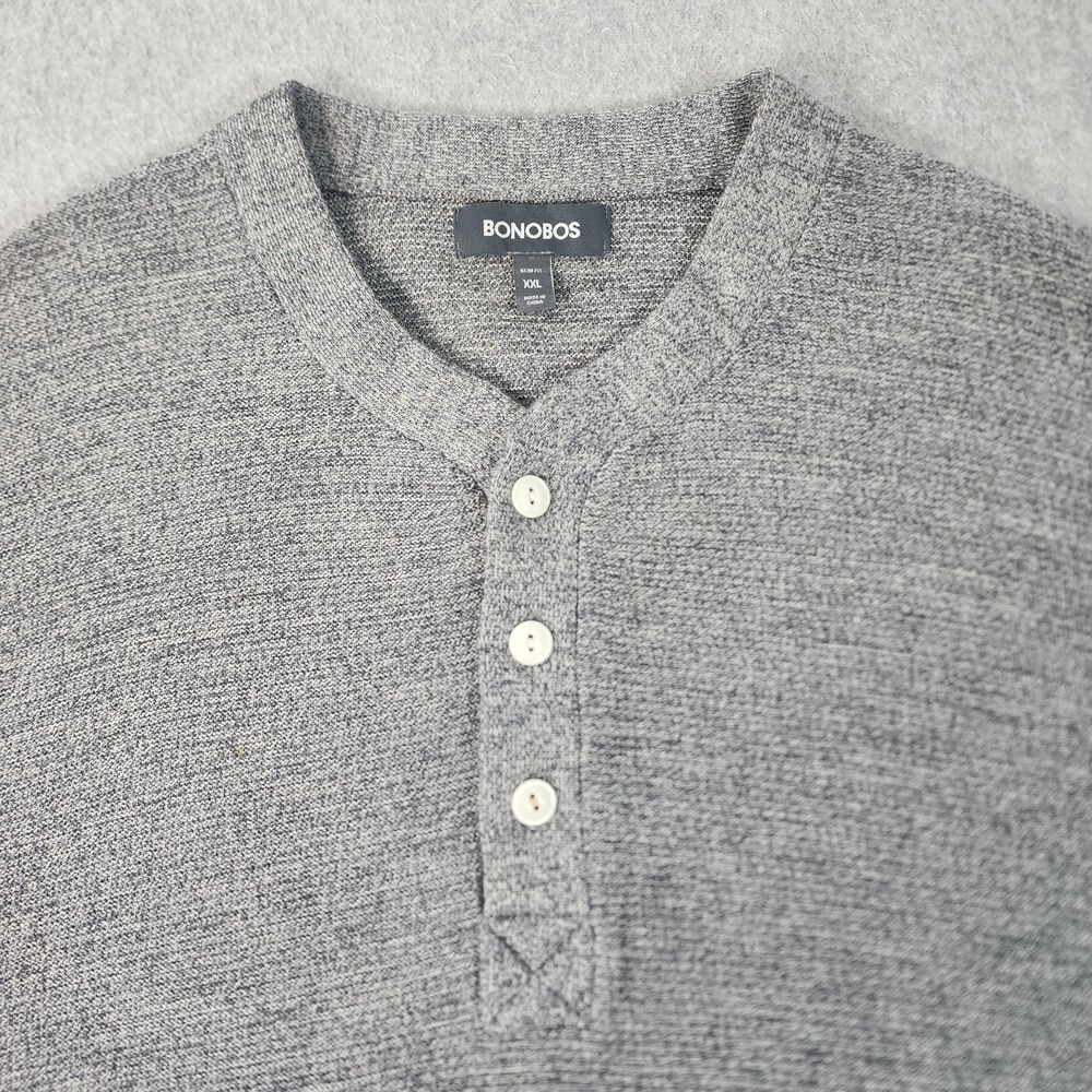 Bonobos 100% Extra Fine Merino Wool Button Sweater Mens XXL Gray Slim Fit